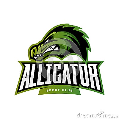 Furious alligator sport vector logo concept isolated on white background. Vector Illustration