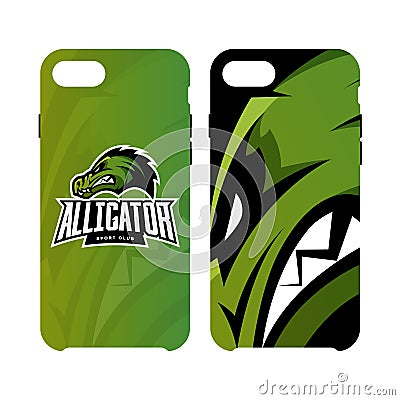 Furious alligator sport vector logo concept smart phone case isolated on white background. Vector Illustration