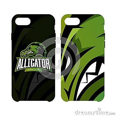 Furious alligator sport vector logo concept smart phone case isolated on white background. Vector Illustration