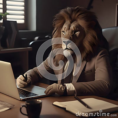 Furious angry businessman lion Stock Photo