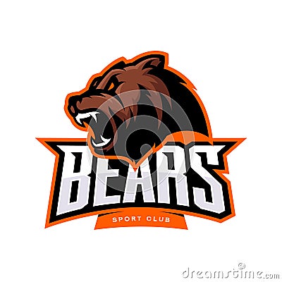 Furious bear sport vector logo concept isolated on white background. Vector Illustration