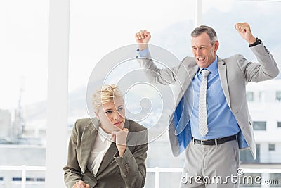 Furious boss yelling at colleague Stock Photo