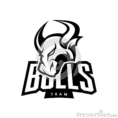 Furious bull sport mono vector logo concept isolated on white background. Vector Illustration