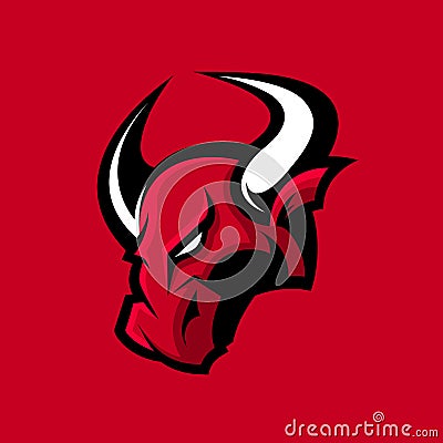 Furious bull sport vector logo concept isolated on red background Vector Illustration