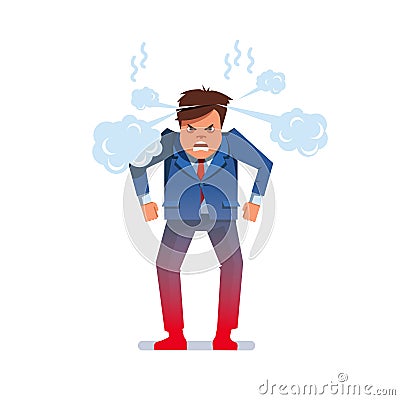 Furious chief business man screaming pumping fists Vector Illustration