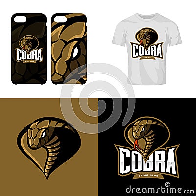 Furious cobra head sport club isolated vector logo concept Vector Illustration