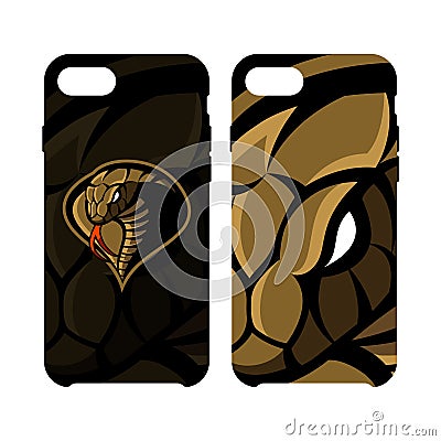 Furious cobra sport vector logo concept smart phone case isolated on white background. Vector Illustration