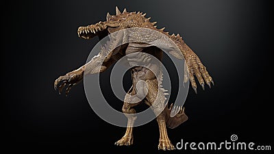 A furious crocodile humanoid he has a bloody drooling mouth. 3d rendering Stock Photo