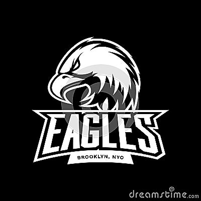 Furious eagle sport mono vector logo concept isolated on dark background. Vector Illustration