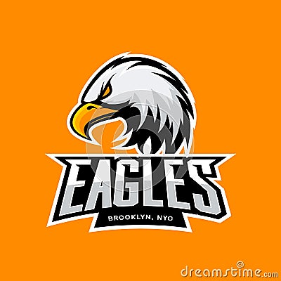 Furious eagle sport vector logo concept on orange background. Vector Illustration
