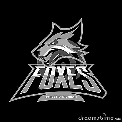 Furious fox sport club vector logo concept isolated on black background Vector Illustration