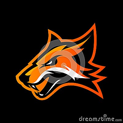 Furious fox sport club vector logo concept isolated on black background. Vector Illustration