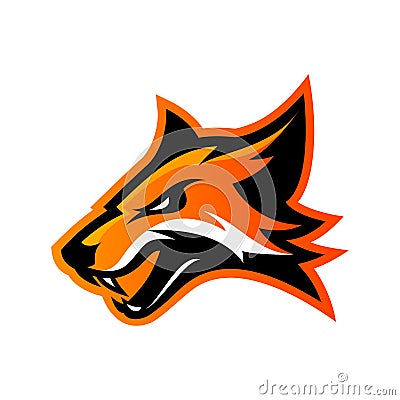 Furious fox sport club vector logo concept isolated on white background. Vector Illustration