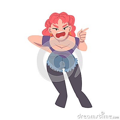 Furious Girl, Angry Young Woman, Human Emotions and Feelings Concept Cartoon Vector Illustration Vector Illustration