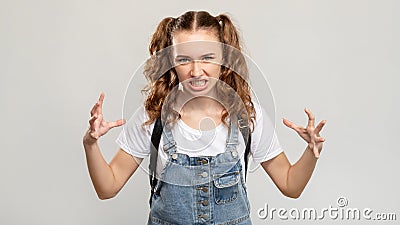 Furious girl portrait nervous breakdown student Stock Photo