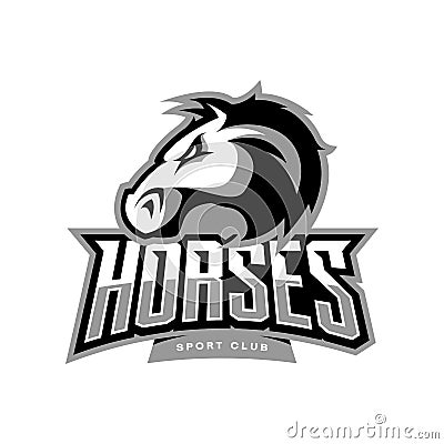 Furious horse sport club vector logo concept isolated on white background. Vector Illustration