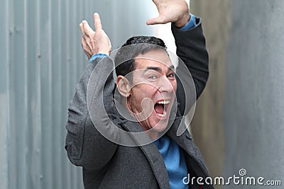 Furious man yells, out of control or insane Stock Photo