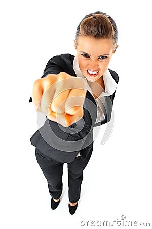 Furious modern business woman punching Stock Photo