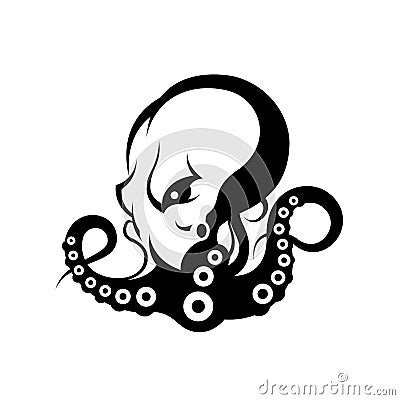Furious octopus mono sport vector logo concept isolated on white background Vector Illustration