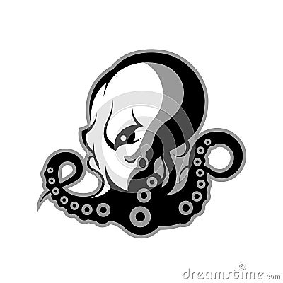 Furious octopus sport vector logo concept isolated on white background. Vector Illustration