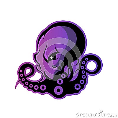 Furious octopus sport vector logo concept isolated on white background. Vector Illustration