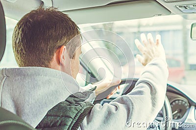 Furious and reckless driver. Danger driving concept Stock Photo