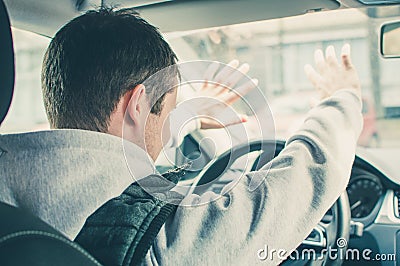 Furious and reckless driver. Danger driving concept Stock Photo