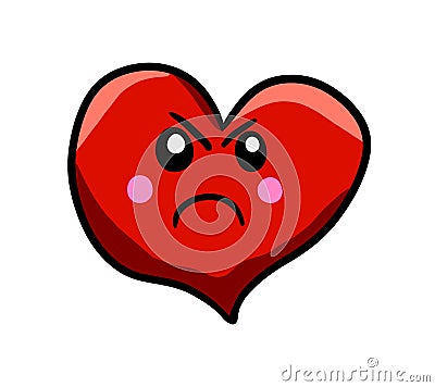 Furious Red Cartoon Heart Cartoon Illustration