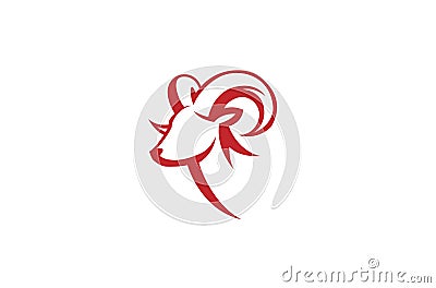 Furious Red Ram Horn Logo Vector Illustration