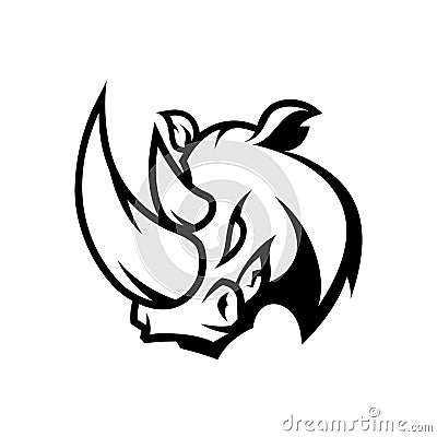 Furious rhino sport mono vector logo concept isolated on white background. Vector Illustration