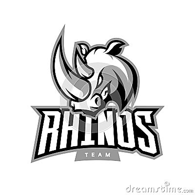 Furious rhino sport vector logo concept isolated on white background Vector Illustration