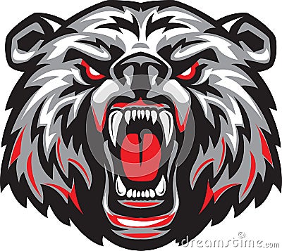 Furious scary bear with an open mouth. Vector Illustration
