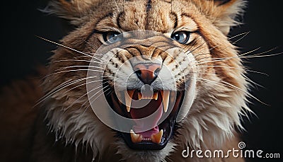 Furious tiger glaring, mouth open, danger in its eyes generated by AI Stock Photo