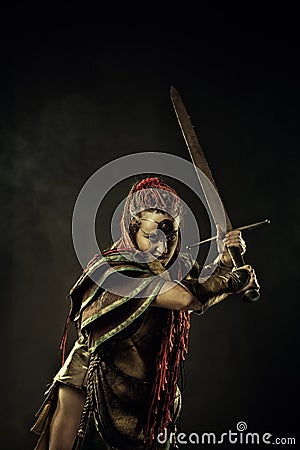 Furious warrior Stock Photo