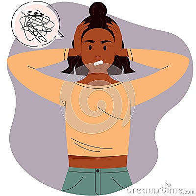 A furious woman with an angry expression on her face. An angry woman with a confused mind Vector Illustration