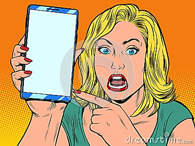 Furious woman and smartphone Vector Illustration