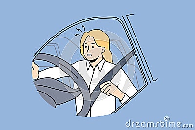 Furious woman beep in traffic Vector Illustration