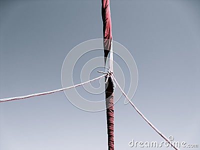 Furled genoa sail Stock Photo