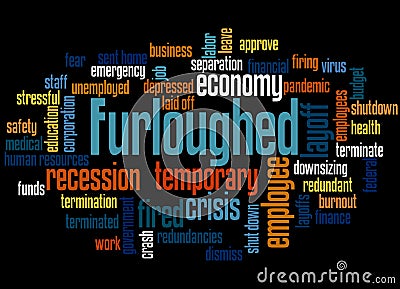 Furloughed word cloud concept 3 Stock Photo