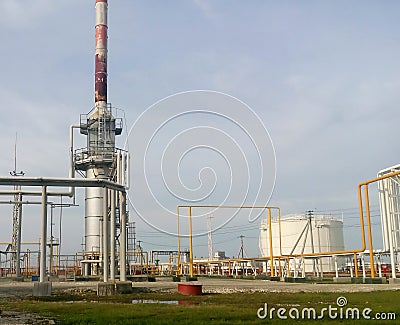 Furnace for heating oil at the refinery Stock Photo