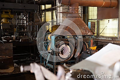 Furnace for melting steel and other ferrous metals in metallurgical plant Stock Photo