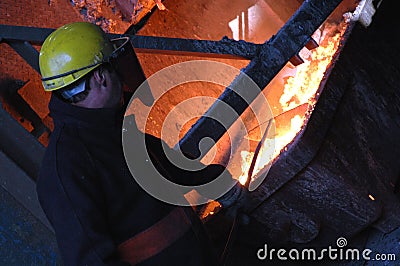 Furnace in Metallurgical Plant Stock Photo