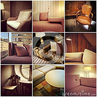 Furnished interiors collage Stock Photo