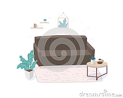 Furnished living room flat vector illustration Vector Illustration