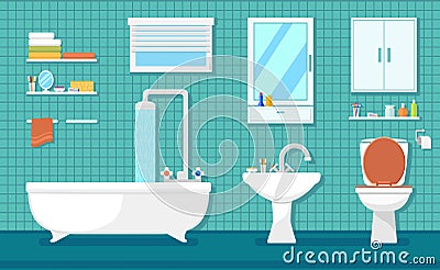 Furnishing bathroom interior Vector Illustration