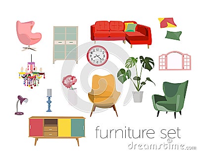 Furniture collection Vector Illustration