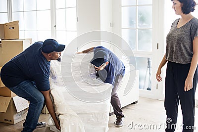 Furniture delivery customer service concept Stock Photo
