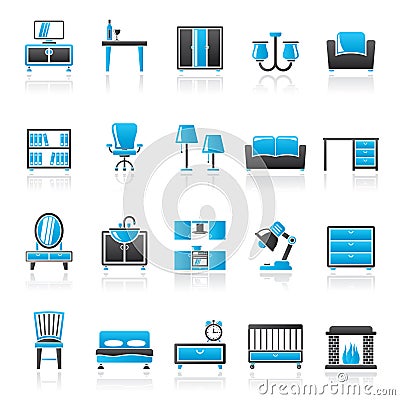 Furniture and home equipment icons Vector Illustration