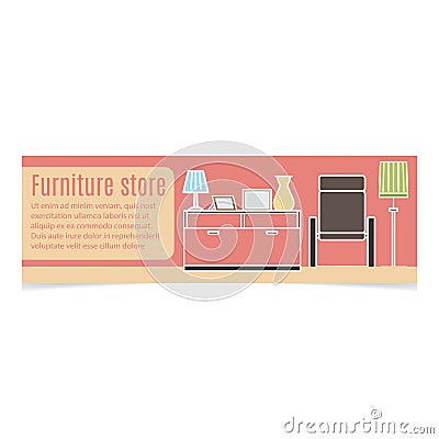 Furniture horizontal banner Vector Illustration