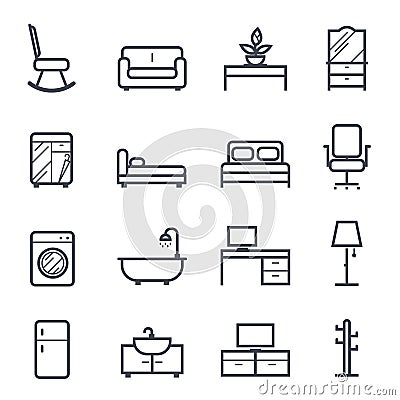 Furniture Icon Bold Stroke Vector Illustration